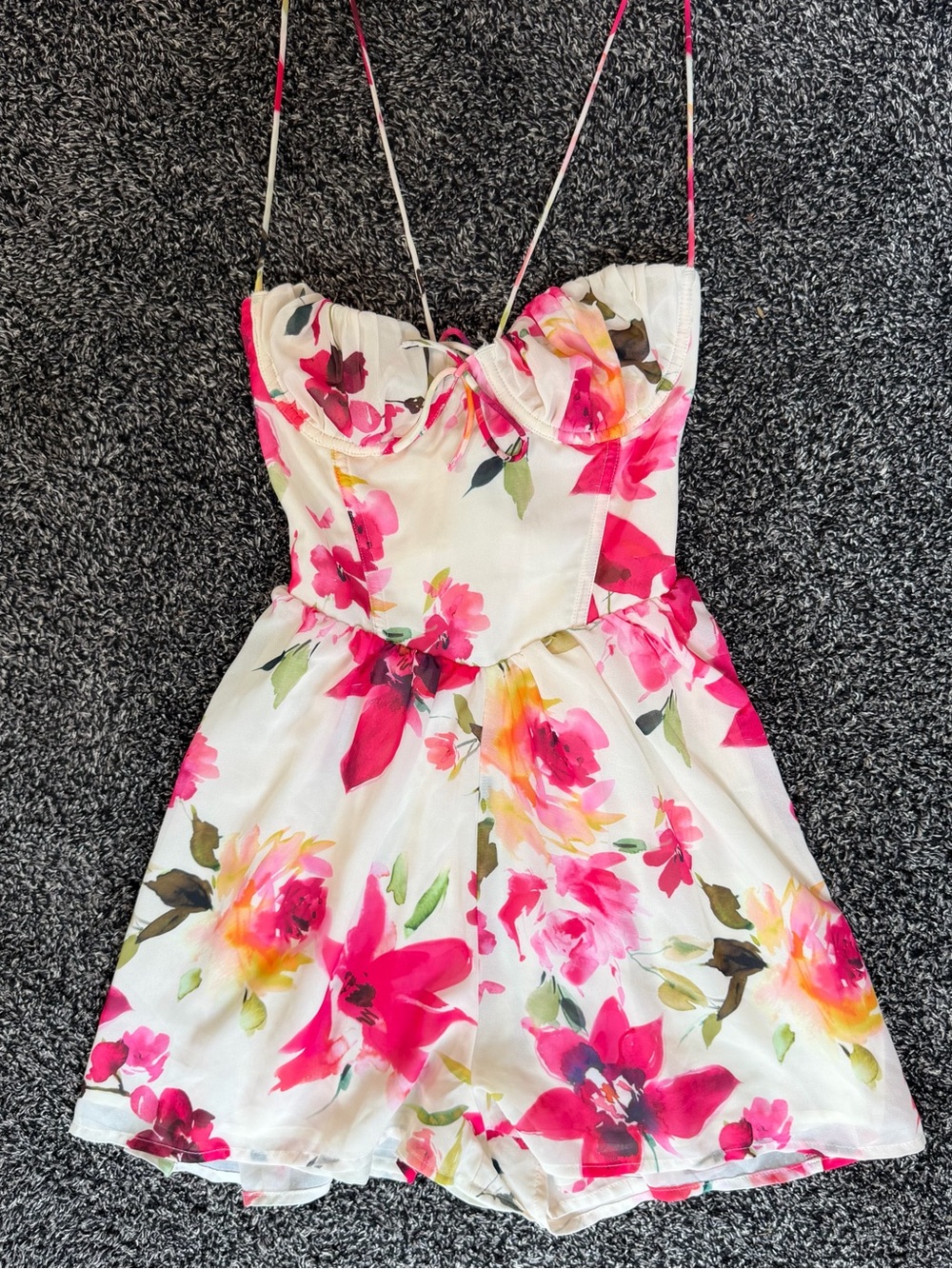 White Fox Boutique Pink & Green Floral Tie-Strap Dress